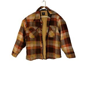 VTG C.P.O. Park Ave Men's Brown Orange Wool Mackinaw Flannel Jacket sz Large